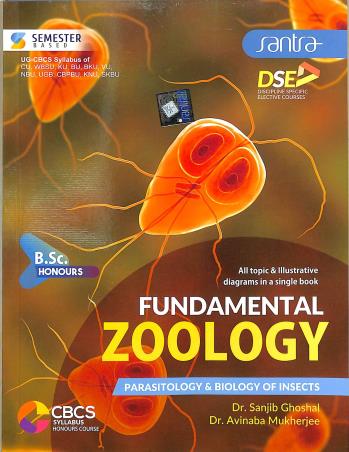 Book cover number 1 for Fundamental Zoology B.Sc. Honours Semester Based (CBCS) written by Sanjib Ghoshal, Avinaba Mukherjee published by Santra Publication Pvt. Ltd
