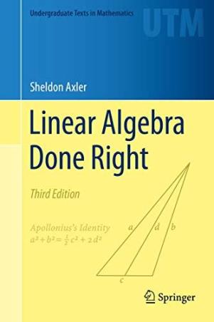 Book cover number 1 for Linear Algebra Done Right written by Sheldon Axler published by Springer
