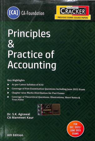 Book cover number 1 for Principles & Practice Of Accounting CA Foundation Paper-1 written by S. K. Agarwal published by Taxmann Publications Pvt. Ltd.