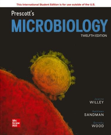 Book cover number 1 for Prescott's Microbiology written by Joanne Willey, Dorothy Wood, Kathleen Sandman published by McGraw Hill Education Private Limited