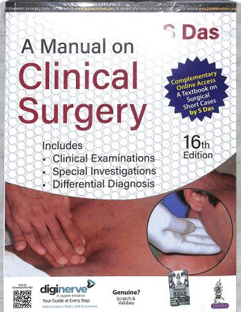 Book cover number 1 for A Manual On Clinical Surgery written by S. Das published by Jaypee Brothers Medical Publishers (P) Ltd.
