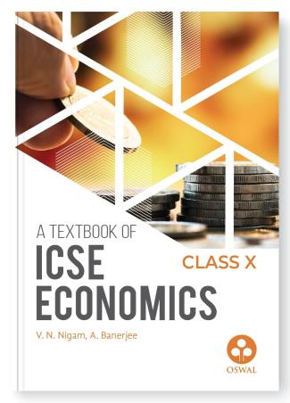Book cover number 1 for A Textbook Of ICSE Economics Class 10 (2024) written by A. Banerjee, V. N. Nigam published by Oswal Publishers