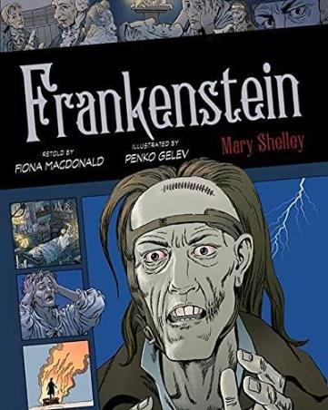 Book cover number 1 for Frankenstein (Graphic Novel) written by Mary Shelley, Fiona Macdonald, Penko Gelev published by Union Square Kids