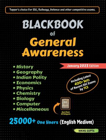 Book cover number 1 for Blackbook Of General Awareness 25000+ One Liners (English Medium) January 2023 written by Nikhil Gupta published by Gupta EduTech