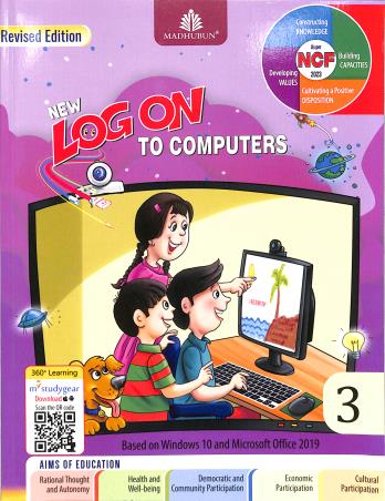 Book cover number 1 for New Log On To Computers 3 (Based On Windows 10 And Microsoft Office 2019) NEP 2020 / NCF 2023 written by Manjeet Jauhar, Meera Aggarwal published by Madhubun Educational Books