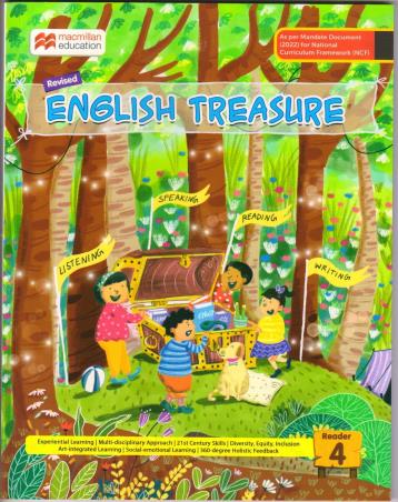 Book cover number 1 for Revised English Treasure Reader 4 (NCF 2022) written by Nandita Mukerji published by Macmillan Education