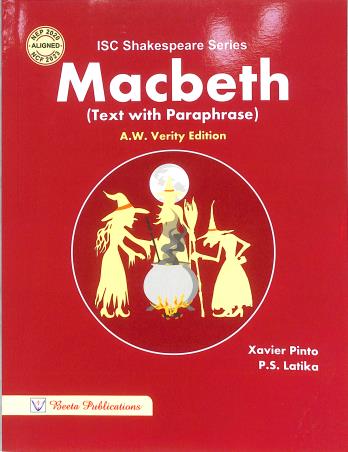 Book cover number 1 for Macbeth Text With Paraphrase (A. W. Verity Edition) Class 11 NEP 2020 / NCF 2023 written by Xavier Pinto published by Beeta Publications