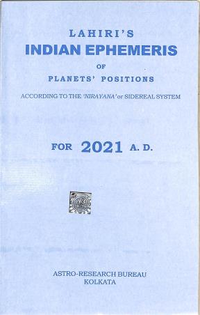 Book cover number 1 for Lahiri's Indian Ephemeris Of Planets' Positions (For 2021 A. D.) written by NA published by Astro-Research Bureau