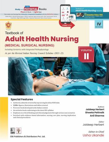 Book cover number 2 for Textbook Of Adult Health Nursing (Medical Surgical Nursing) Volume 1 & 2 written by Anil Sharma, Jaideep Herbert, Shweta Pattnaik published by CBS Publishers & Distributors Pvt. Ltd.