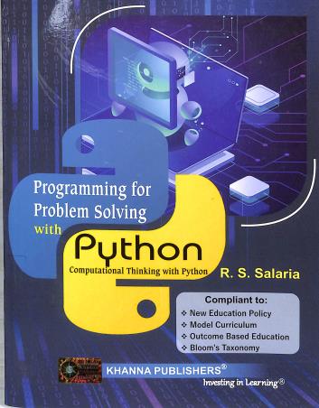 Book cover number 1 for Programming For Problem Solving With Python written by R. S. Salaria published by Khanna Publishers