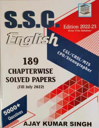 Book cover number 1 for SSC English 189 Chapterwise Solved Papers (Till July 2022) 50000+Question 2022-23 written by Ajay Kumar Singh published by M. B. Books Pvt. Ltd.