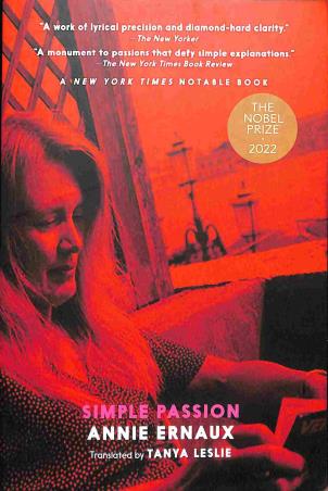 Book cover number 1 for Simple Passion written by Annie Ernaux published by Seven Stories Press