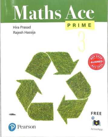 Book cover number 1 for Maths Ace Prime Class 3 (NEP 2020 / NCF 2023) written by Hira Prasad, Rajesh Hassija published by Pearson Education