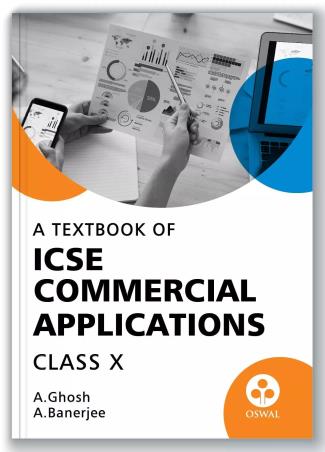 Book cover number 1 for A Textbook Of ICSE Commercial Applications 10 (2024) written by A. Banerjee, A. Ghosh published by Oswal Publishers