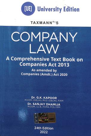 Book cover number 1 for Company Law : A Comprehensive Text Book On Companies Act 2013 written by G. K. Kapoor, Sanjay Dhamija published by Taxmann Publications Pvt. Ltd.