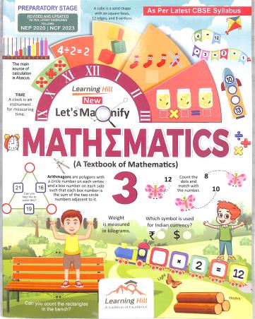 Book cover number 1 for Let's Magnify Mathematics 3 CBSE (NEP 2020 / NCF 2023) Preparatory Stage written by Asha Ashok published by Learning Hill Publishers