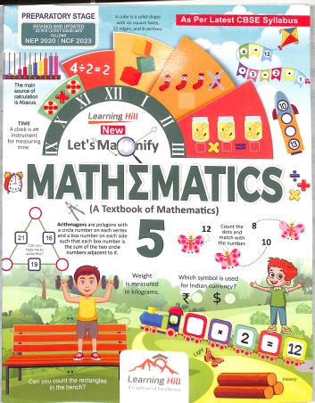 Book cover number 1 for New Let's Magnify Mathematics 5 (NEP 2020 / NCF 2023) Preparatory Stage written by Asha Ashok published by Learning Hill Publishers