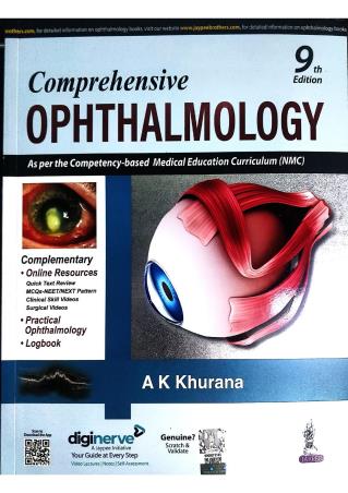 Book cover number 1 for Comprehensive Ophthalmology written by A. K. Khurana published by Jaypee Brothers Medical Publishers (P) Ltd.
