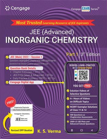 Book cover number 1 for JEE (Advanced) Inorganic Chemistry Part 1 (2023) written by K. S. Verma published by Cengage Learning India Private Limited