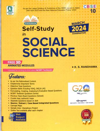 Book cover number 1 for Self-Study In Social Science Class 10 CBSE (2024 Examination) NEP 2020 written by Jatinder, Pradeep published by Evergreen Publications (India) Ltd.