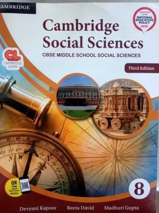 Book cover number 1 for Cambridge Social Sciences 8 (CBSE) NEP 2020 written by Devyani Kapoor, Reeta David, Madhuri Gupta published by Cambridge University Press