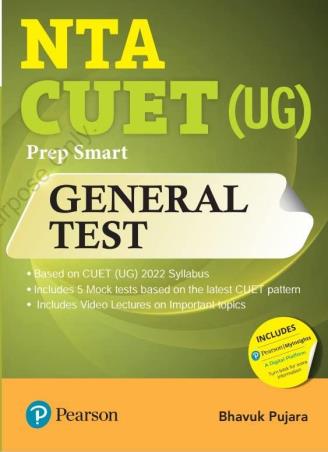 Book cover number 1 for NTA CUET (UG) Prep Smart General Test written by Bhavuk Pujara published by Pearson Education