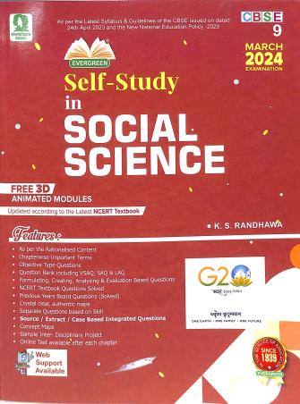 Book cover number 1 for Self-Study In Social Science Class 9 CBSE (2024 Examination) NEP 2020 written by K. S. Randhawa published by Evergreen Publications (India) Ltd.