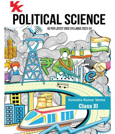 Book cover number 1 for Political Science Class 11 (Edition 2023-24) written by Avnindra Kumar Verma published by VK Global Publications Pvt. Ltd.