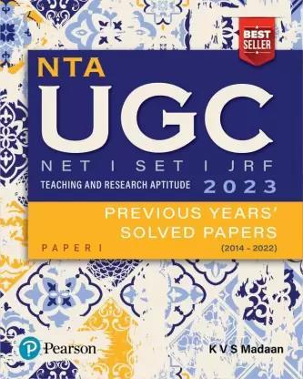 Book cover number 1 for NTA UGC NET/SET/JRF Teaching And Research Aptitude Previous Years' Solved Papers Paper-1 (2023) written by K. V. S. Madaan published by Pearson Education
