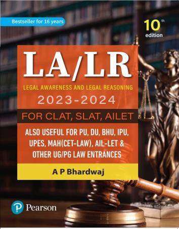 Book cover number 1 for LA / LR Legal Awareness and Legal Reasoning (2023-2024) written by A. P. Bhardwaj published by Pearson Education