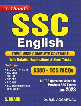 Book cover number 1 for S. Chand's SSC English Topic Wise Complete Coverage 6500+ TCS MCQs (2023) written by R. S. Aggarwal published by S. Chand Publishing
