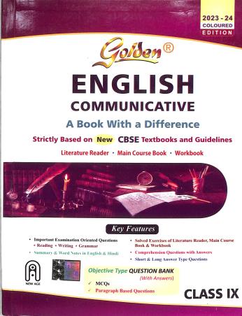 Book cover number 1 for Golden English Communicative CBSE Class 9 (2023-24) written by R. K. Gupta, R. C. Dahiya published by New Age International (P) Limited, Publishers