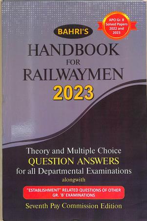 Book cover number 1 for Bahri's Handbook For Railwaymen 2023 written by K. P. Sharma published by Bahri Brothers