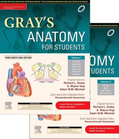 Book cover number 1 for Grays Anatomy for Students (Volume 1 & 2) South Asia Edition written by Richard L. Drake, A. Wayne Vogl, Adam W. M. Mitchell published by Elsevier