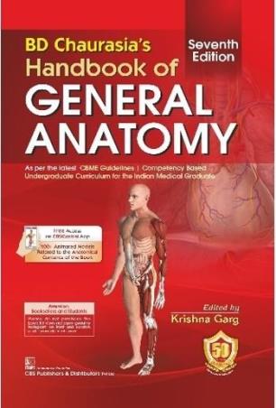 Book cover number 1 for BD Chaurasia’s Handbook Of General Anatomy written by Krishna Garg published by CBS Publishers & Distributors Pvt. Ltd.