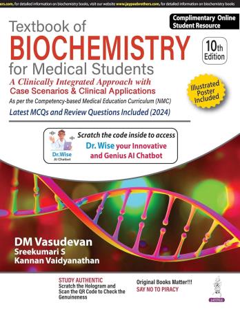 Book cover number 1 for Textbook Of Biochemistry (For Medical  Students) 10th Edition written by D. M. Vasudevan published by Jaypee Brothers Medical Publishers (P) Ltd.