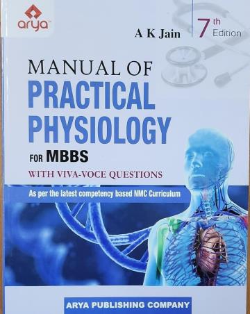 Book cover number 1 for Manual Of Practical Physiology For MBBS (7th Edition) written by A. K. Jain published by Arya Publishing Company