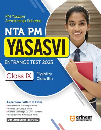 Book cover number 1 for NTA PM Yashsavi Entrance Test 2023 Class 9 Eligibility Class 8 written by Ajay Kumar, Pratap Singh, Pawan Singh, Shipra Goyal published by Arihant Publications (India) Limited