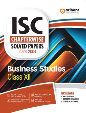 Book cover number 1 for ISC Chapterwise Solved Papers (2023-2000) - Business Studies Class 12 written by Apeksha Agiwal published by Arihant Prakashan