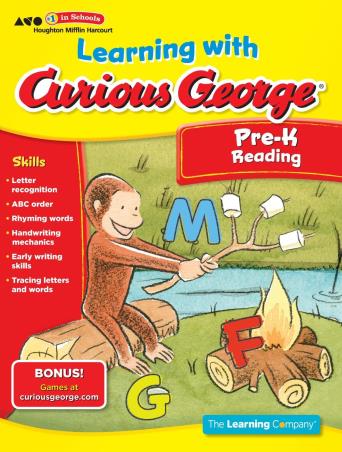 Book cover number 1 for Learning With Curious George Pre-K Reading written by Houghton Mifflin Harcourt published by Houghton Mifflin Harcourt Publishing Company