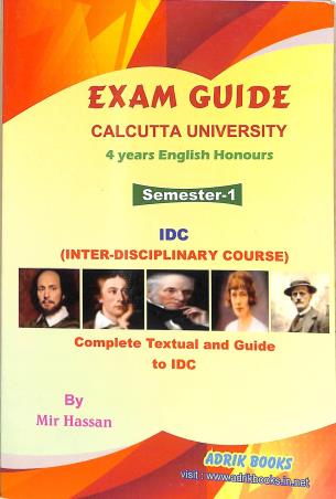 Book cover number 1 for Exam Guide IDC 4 Years English Honours Semester-1 (Calcutta University) written by Mir Hasan published by Adrik Books