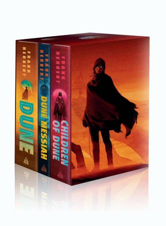 Book cover number 1 for Fank Hebet's Dune Saga 3-Book Deluxe written by Frank Herbert published by Penguin Books