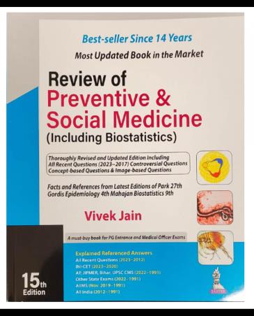 Book cover number 1 for Review Of Preventive & Social Medicine Including Biostatistics written by Vivek Jain published by Jaypee Brothers Medical Publishers (P) Ltd.