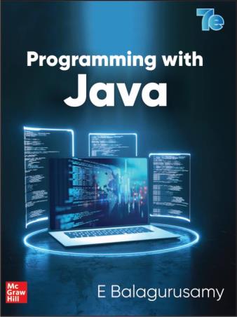 Book cover number 1 for Programming with JAVA written by E. Balagurusamy published by McGraw Hill Education Private Limited