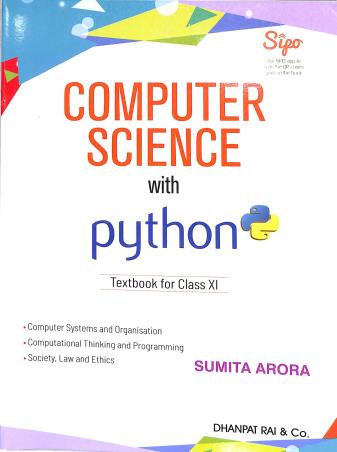 Book cover number 1 for Computer Science With Python Textbook For Class 11 (With Practical Book) 2024 written by Sumita Arora published by Dhanpat Rai & Co. (Pvt.) Ltd.