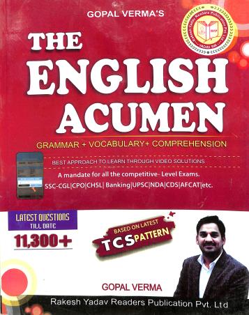 Book cover number 1 for The English Acumen (Grammar + Vocabulary + Comprehension) : 2023-24 written by Gopal Verma published by Rakesh Yadav Readers Publication Pvt. Ltd.