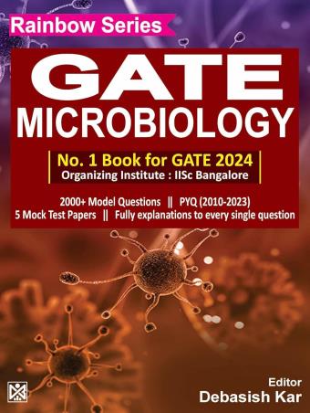 Book cover number 1 for Rainbow Series GATE Microbiology (2024) written by Debasish Kar published by Current Books International