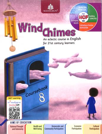 Book cover number 1 for Wind Chimes Coursebook 8 (CISCE) NEP 2020 / NCF 2023 written by Vijaya Subramaniam, Chary Rekha published by Madhubun Educational Books