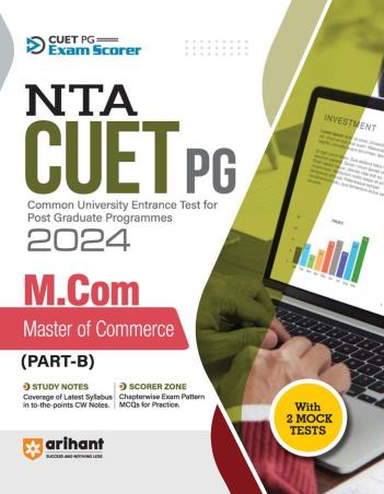 Book cover number 1 for NTA CUET PG M.Com (Master Of Commerce ) Part B 2024 written by Pratima Jain Roy, Sapna Malik published by Arihant Publications (India) Limited