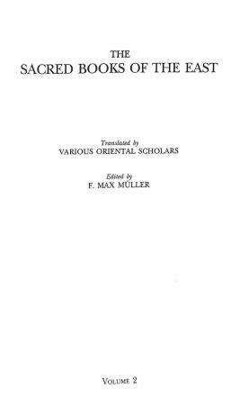 Book cover number 1 for The Sacred Books Of The East Vol. 2 written by F. Max Muller published by Motilal Banarsidass Publishers